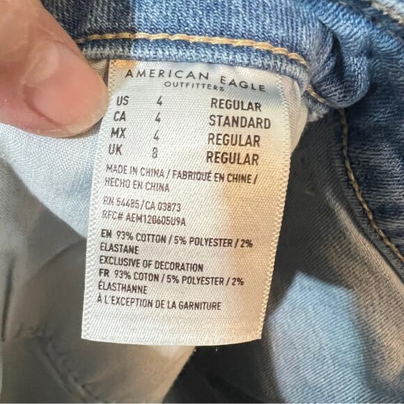 American Eagle Denim Skirt Sz 4 Light Wash High Waisted Button-front A-line - Picture 6 of 7